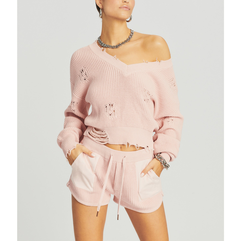 Retrofete 'Syd' Pink Cotton V Neck Sweater Size XS